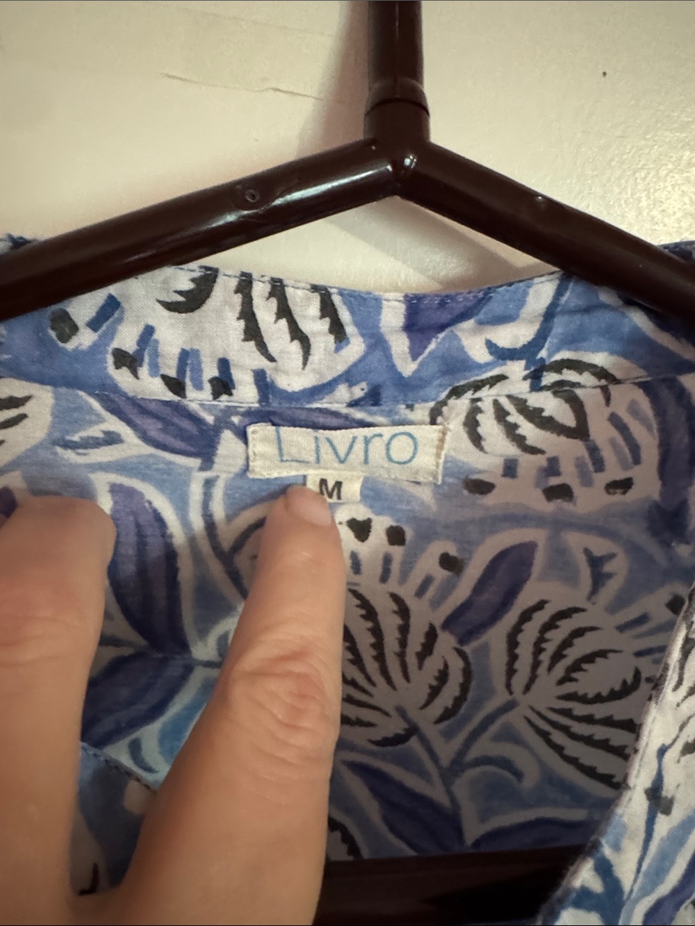 EUC Livro Maxi Caftan, Blue block print Size M - Picture 6 of 9